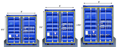 Shipping container door seal kit, rubber gaskets for 3-sided 8 ft 6 in left-hand door, shown on blue container doors
