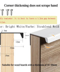 Diagram showing installation of Six Pack Finger Edge Drawer Pull Handles In Bright White For Cabinets, 16 to 20 mm wood thickness.