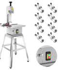 Beast 1500W Electric Meat Bandsaw For Pro Butchers with 18.7 by 12 inch workbench, detachable stand, and 8 blades
