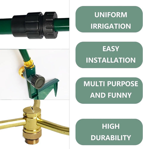Three Arm Garden Sprinkler Set Tall Adjustable Base Two Pack Lawn Watering System With 360 Degree Rotation Covers Up To 1900 Sq Ft