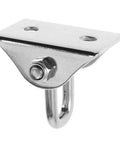 Heavy Duty 360 Degree Rotating Swing Hangers Set Stainless Steel Ceiling Hooks For Rock Solid Support And Easy Installation Ideal For Indoor Outdoor Suspended Items And Swing Hardware. Stainless steel ceiling hook with swivel D-ring and 2 mounting holes