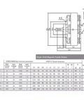 Technical diagram of Magnetic Powder Brake FZ50A1 5kg Single Axis Built Tough With Smooth Start And Stop parameters table view