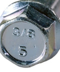 Close-up of 3/8 inch head of LDC385 3 Eighths By 5 Inches Zinc Plated Large Diameter Concrete Screw For Quick Heavy Duty Anchoring