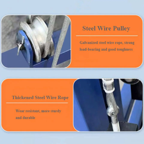 Heavy Duty Electric Lifting Cart And Scaffolding Platform With Wireless Remote Control showing galvanized steel wire pulley and thickened steel wire rope.