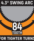 84-tooth detail for Three Eighths Inch Drive Stubby Teardrop Ratchet With Flexible Head 84-Tooth Five Inch Handle For Tight Spots Chrome Finish
