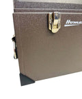 Close-up of 32-Inch Industrial Steel Toolbox With Brown Wrinkle Powder Coat, Padlockable Security, Steel Tool Tray Included