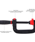 One Hand Quick Release G Clamp And C Clamp Heavy Duty Woodworking Holding Tool With Movable Jaw And Soft Grip For No Fuss DIY Carpentry Projects And Workshop Use 3 Inch Opening 75mm, black-red quick-release clamp with ergonomic handle