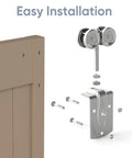Exterior Sliding Door Hangers and Box Rail Barn Door Hardware Kit in Silver for Outdoor Use, installation diagram