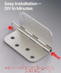 4 Inch Door Hinges 3 Pack Brushed Nickel Satin Finish Five Eighth Inch Radius Corners Heavy Duty 4x4 Interior Hinges With 8 Holes And 27 Screws For Easy Install On Residential Front Doors