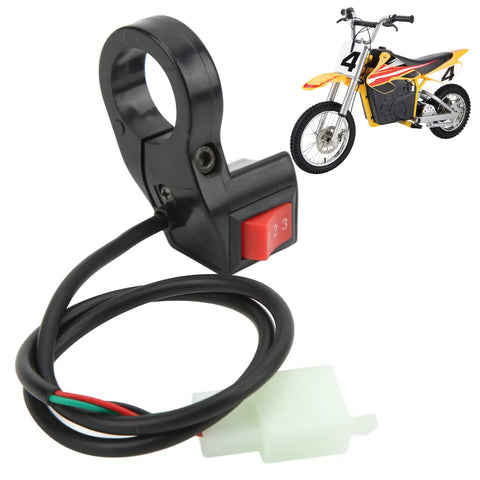 3 Speed Handlebar Control Switch for 22mm Grips Slim 5mm Thick Design for Electric Bikes Motorcycles Scooters and ATVs Easy Install Upgrade Your Ride Today shown with wiring harness and motorcycle