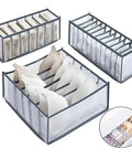 3 Piece Foldable Underwear Drawer Organizer Set For Bras Socks And Lingerie Multi Grid Closet Storage Bins crafted from durable Oxford fabric