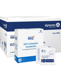 BZK Antiseptic Towelettes Sterile Alcohol Free Fragrance Free Gentle Clean For Minor Wounds No Fuss 5 By 7 Inch Towelettes Individually Wrapped In 2 By 2 Pouches Case Of 10 Boxes, 100 Towelettes Each displayed on packaging