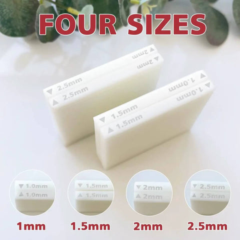Four Bead Sizes Polymer Clay Bead Roller Kit with molds labeled 1mm, 1.5mm, 2mm, 2.5mm for jewelry making and DIY projects