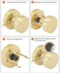 Step-by-step installation of Brushed Gold Privacy Door Knobs Set, Heavy Duty Zinc Alloy Interior Door Knobs for Bedroom and Bathroom