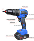 Close-up of Heavy Duty No Sweat Cordless Rivet Gun And Electric Blind Riveter With 20V Lithium Ion Battery features, showing controls and design.