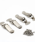 Stainless Steel Spring Loaded Toggle Latch 4 Pack Dope Cabinet Box Chest Lock Clips with Premium Screws, displayed on white background