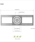 Universal New Construction Recessed Light Mounting Plate For 3 4 6 Inch LED Fixtures With Round Hole, size dimensions diagram