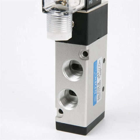 Premium Two Way Five Way Solenoid Valve 4V210-08 4V310-10 And 4V410-15 Ac110V For Pneumatic Systems close-up of aluminum valve.