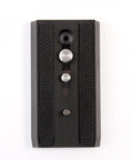 Top view of Ultimate Sliding Dovetail Quick Release Plate For RC5 System With 1/4-Inch And 3/8-Inch Screws, black aluminum, RC5 compatible.