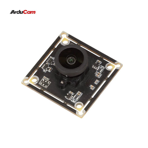 12MP USB Camera Module With 4K At 15fps Lightburn Ready, square circuit board with M12 manual focus lens, top view