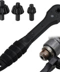 Heavy Hitter Ratchet Drill Chuck Key With Magnetic Quick Swap Heads, Universal Fit For Electric Drills And Presses, showing tool and heads.