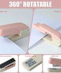 Pink Desk Accessories Set With Rotating Pen Holder, Stapler, Staple Remover, Tape Dispenser And Refills, binder clips, paper clips