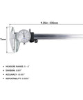 0 To 6 Inch Imperial Dial Calipers With Four Way Measurements, 0.001 Inch Precision, Shock Proof Stainless Steel Caliper With Smooth Sliding