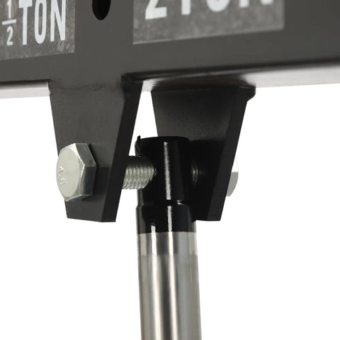 Heavy Duty 2 Ton Engine Hoist And Folding Hydraulic Shop Rig, 4400 Lbs Carbon Steel Garage Lift close-up of hydraulic mechanism.