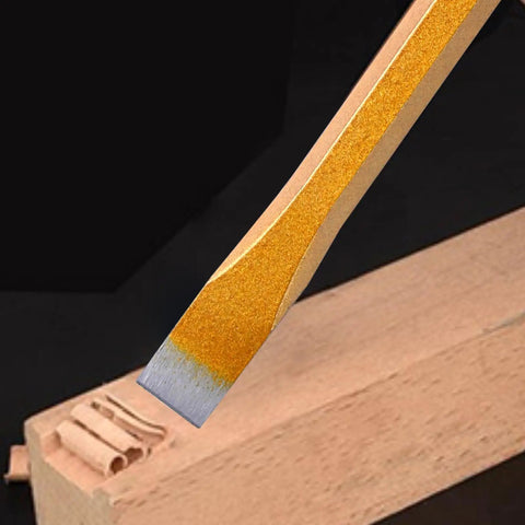 Close-up of chisel in 12 Piece Punch And Chisel Set Beefy Heavy Duty Heat Treated Metal Punches for woodworking with 40Cr steel anti-rust finish