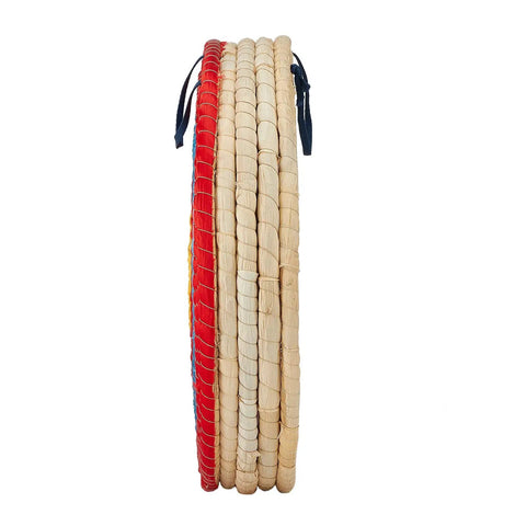 Side view of 20 Inch 5 Layer Traditional Straw Archery Target Hand Made 4 Inch Thick For Outdoor Shooting Practice With Silk Surface Eco Friendly