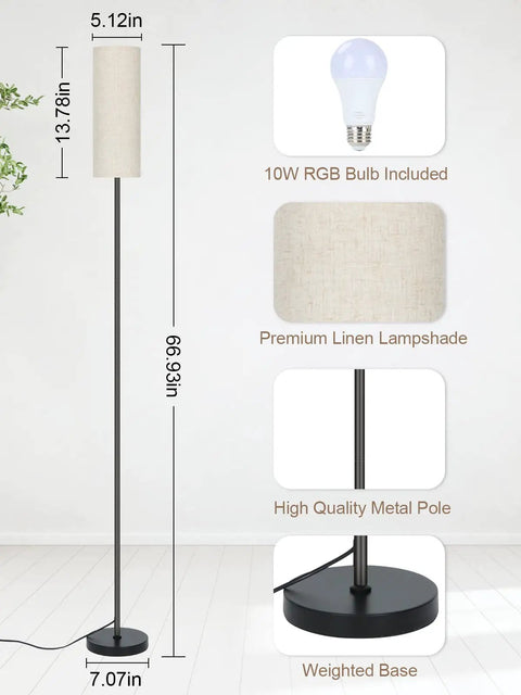 Dimmable Floor Lamp With Remote Control 10W Color Changing LED Bulb Included Tall Modern Standing Floor Lamp details