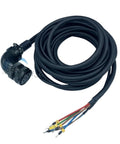 A2 Series servo motor brake power cable with holding brake, 20 m black cable, circular multi-pin connector, color wires