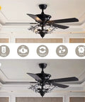 Crystal Ceiling Fan With Light And Remote Features Five Reversible Wood Blades To Deliver Buttery Smooth Airflow and decorative lighting.