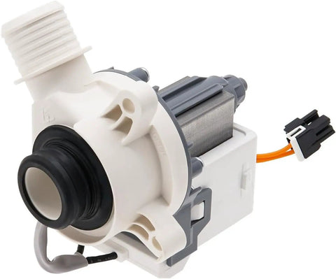 Washer Drain Pump Replacement For GTW220ACK6WW Model Front Load Washer Part No Hassle Plug And Play Easy Install Quiet Operation Color Black White Gray Reliable Water Drain Performance, white and gray pump with connector