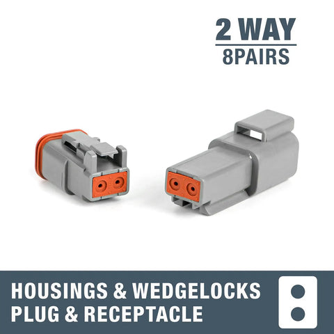 2 Pin Deutsch DT Gray Connector Kit For Auto Wiring 8 Pairs With Size 16 Stamped Contacts DT Series Electrical Connectors
