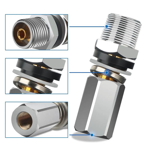 Heavy Duty SO239 CB Radio Antenna Stud Adapter For 3/8-24 Threads Mount with metal and rubber components