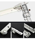 Side Mount Ball Bearing Drawer Slides 1 Pair Thickened Rails 10 Inch measuring with caliper, showing detachment feature