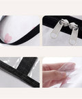 Close-up of Super Roomy Clear Zippered Storage Bags With Heavy Duty Handles and Full Transparent Panels showing zippers and handle.