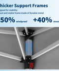 Metal frame structure of 10x10 Pop Up Canopy Tent With One Button Push Setup Heavy Duty Outdoor Shelter