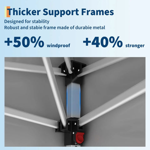 Metal frame structure of 10x10 Pop Up Canopy Tent With One Button Push Setup Heavy Duty Outdoor Shelter
