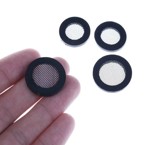 Hand holding Shower Head Gasket Rubber Washer With Wire Mesh Middle Delivers A No Drip Tight Seal To Stop Leaks Fits Universal Pipe 3 Pack