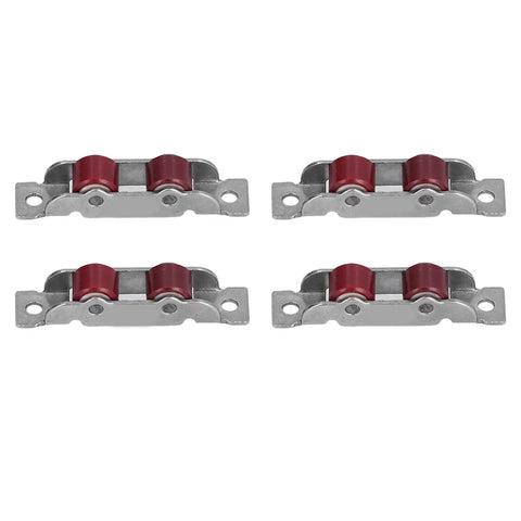 Heavy Duty Sliding Door Pulley Double Wheel Roller set with red wheels, stainless steel for closet window track hardware.