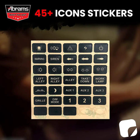 Sheet of icon stickers for 11-Gang LED Push Button Switch Panel For Offroad Vehicles And Emergency Lighting