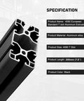 Close-up of 2 Pack 4080 T Slot Aluminum Extrusion 200mm Black 40x80 Profile Heavy Duty for T Slotted Framing European Standard Anodized Linear Rail