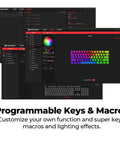 Programmable keys and macros interface for Compact 60 Percent White Mechanical Keyboard With Snappy Gateron Red Switches And Hot Swap Slots Offers Dope RGB Glow And Thick Dampening Foam Inside A Legit Anodized Aluminum Build Ideal For Clutch Gaming And Smooth Daily Typing Grind.