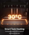 Smart tank heating feature of Saturn 4 Ultra 16K Resin 3D Printer with 30°C temperature display, enhancing printing success rate.