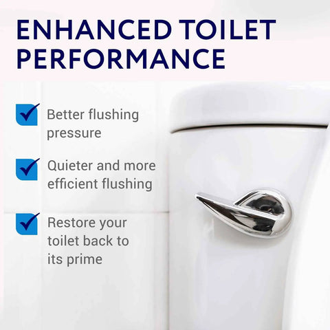 Image of toilet with "Enhanced Toilet Performance" text highlighting better flushing pressure, relevant to Two Pack Yellow Canister Flush Valve Seal Kit For Kohler Toilets Replacement Ring And Gasket Fits K-GP1059291 And 2475620 Easy Install Leak Proof For Fast Leakproof Performance.