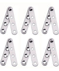 Heavy Duty 360 Degree Concealed Cabinet Hinges Set In Stainless Steel Flush Mounted Design For Cabinets And Doors Smooth Quiet Rotating Hardware Six Pack, showing six hinges arranged in pairs.