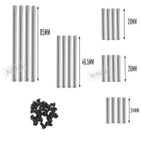 Heavy Duty RC 8940X Suspension Pin Set Upgrade In Hardened Steel Complete Kit With Four 85mm, 46.5mm, 28mm, 26mm, 24mm Pins
