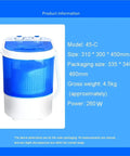 No Sweat Portable Washer And Dryer Combo, 260W Mini Washing Machine for Clothes Shoes and Socks, 310x300x450mm size.